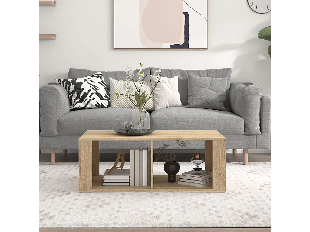 Table basse Chêne sonoma 100x50x36 cm Bois d'ingénierie OFR74106 BonneVie Meuble