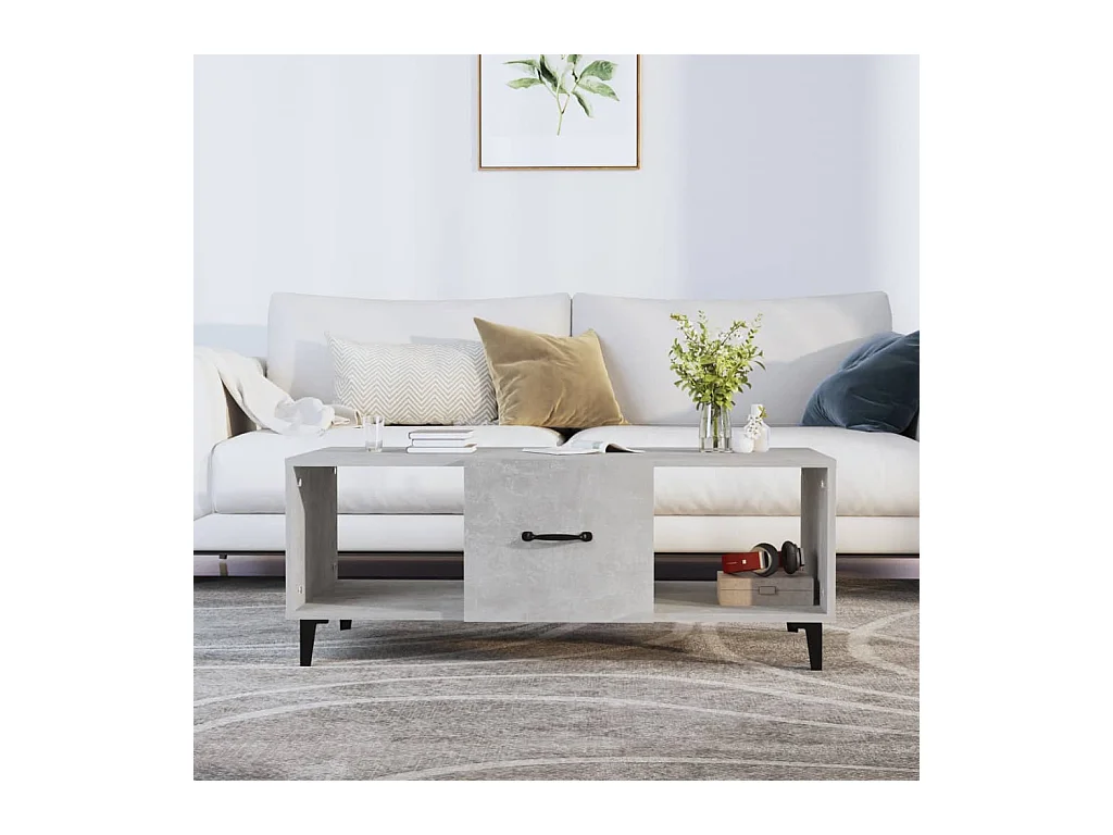 Table basse Gris béton 102x50x40 cm Bois d'ingénierie OFR67906 BonneVie Meuble
