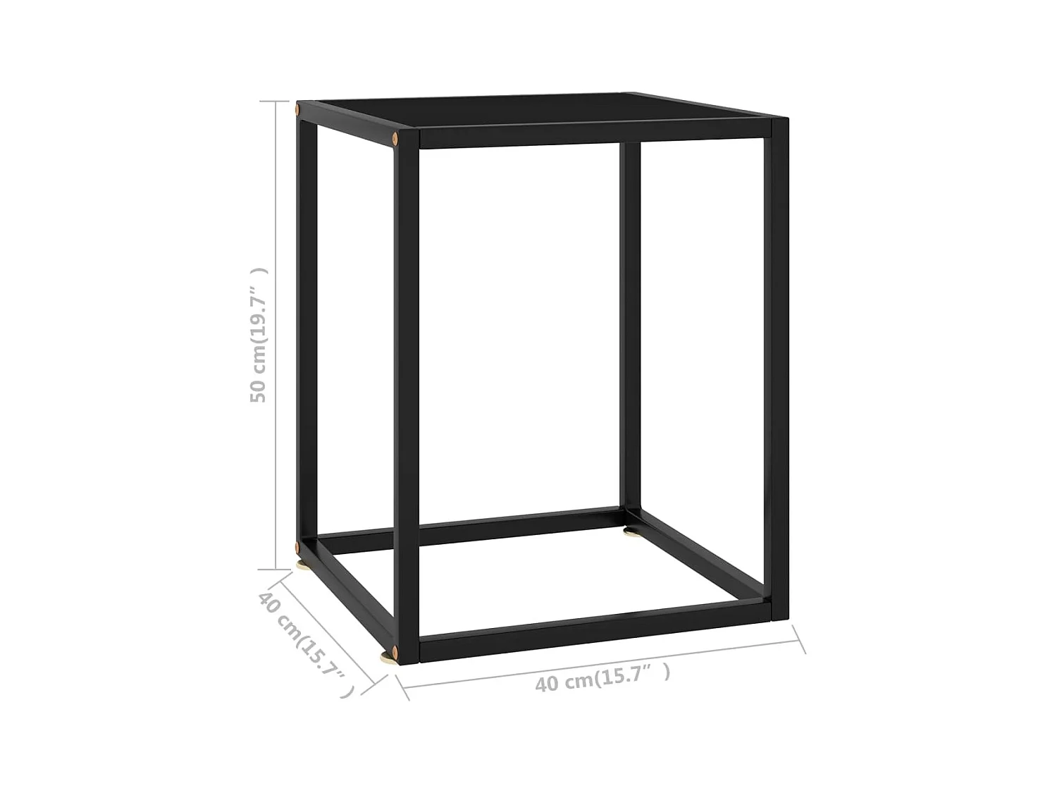 Table basse Noir avec verre noir 40x40x50 cm OFR33198 BonneVie Meuble