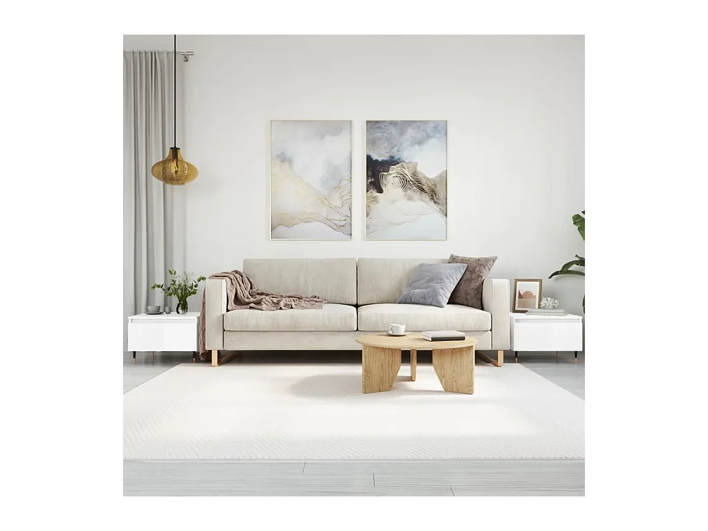 Tables basses 2 pcs blanc brillant 50x46x35cm bois d'ingénierie OFR31931 BonneVie Meuble