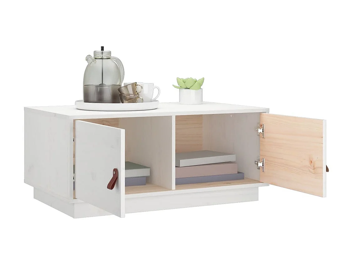 Mesa de centro 80x50x35 cm madeira de pinho maciça branco PT202998