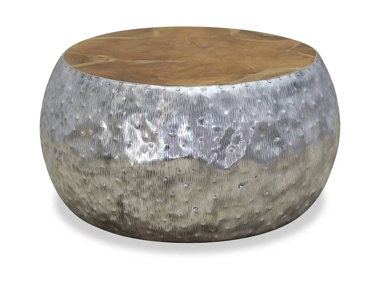 Table basse Aluminium Teck 60 x 60 x 30 cm OFR14920 BonneVie Meuble