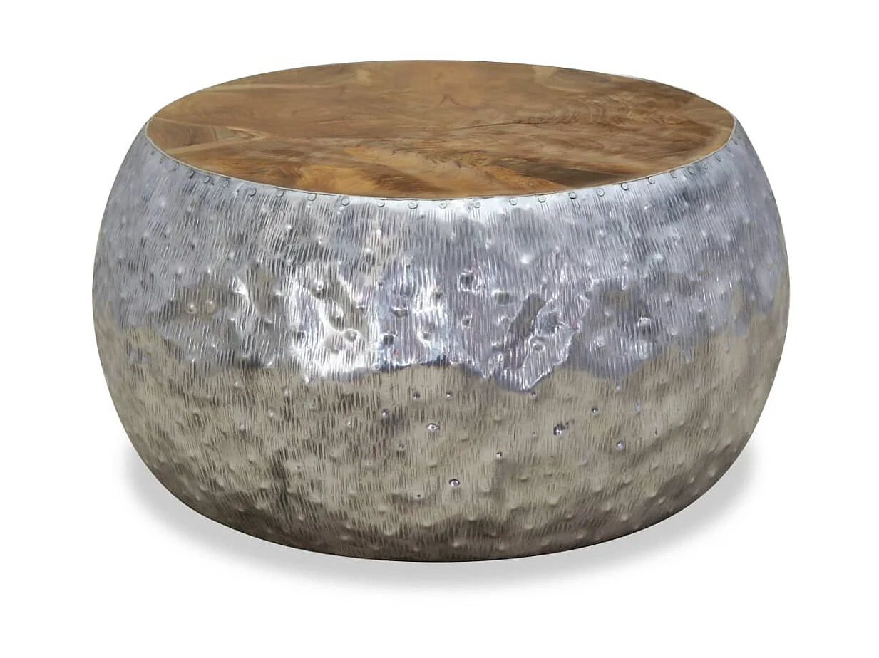 Table basse Aluminium Teck 60 x 60 x 30 cm OFR14920 BonneVie Meuble