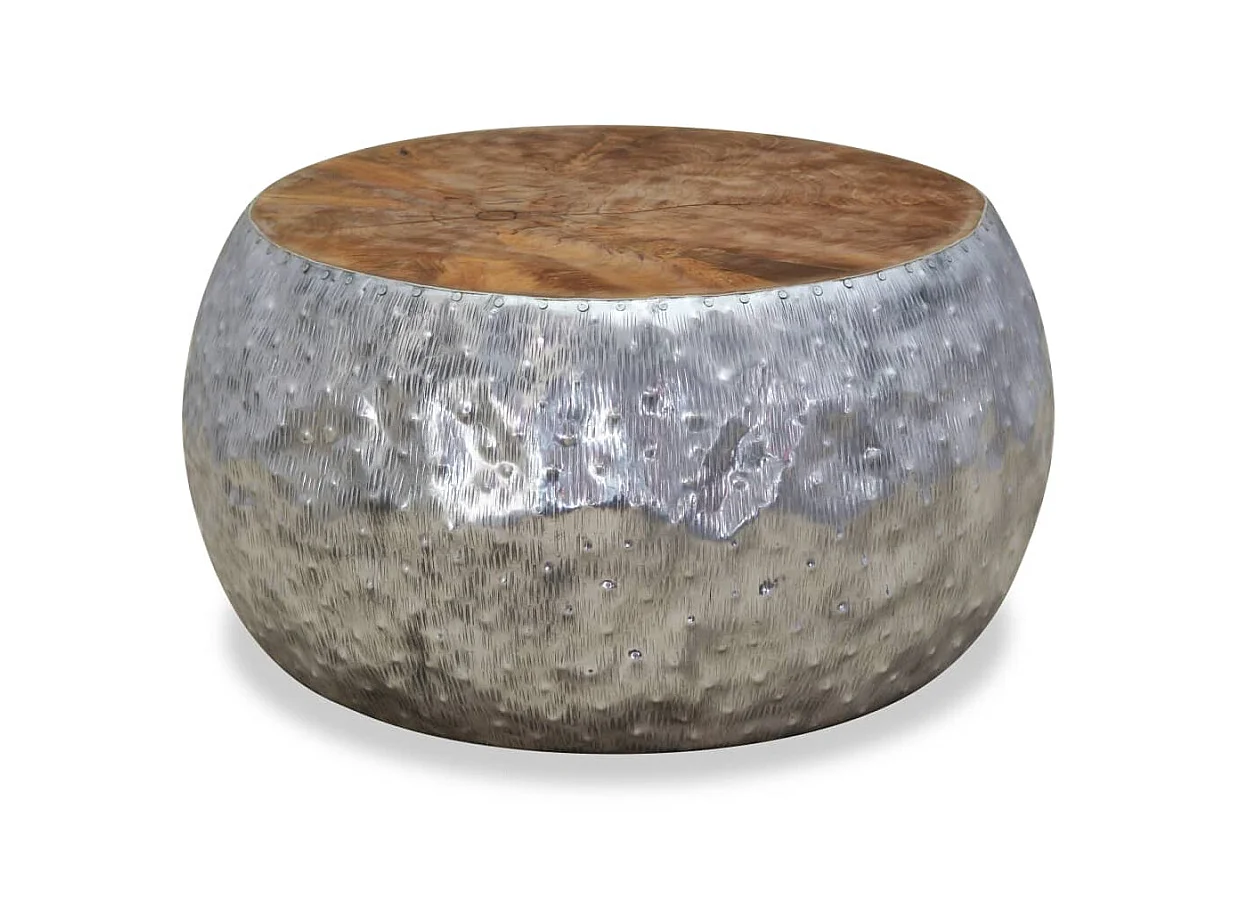 Table basse Aluminium Teck 60 x 60 x 30 cm OFR14920 BonneVie Meuble
