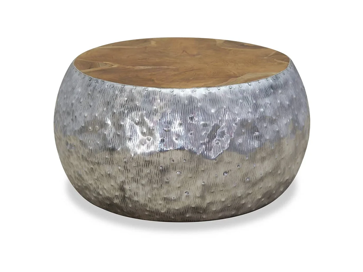 Table basse Aluminium Teck 60 x 60 x 30 cm OFR14920 BonneVie Meuble