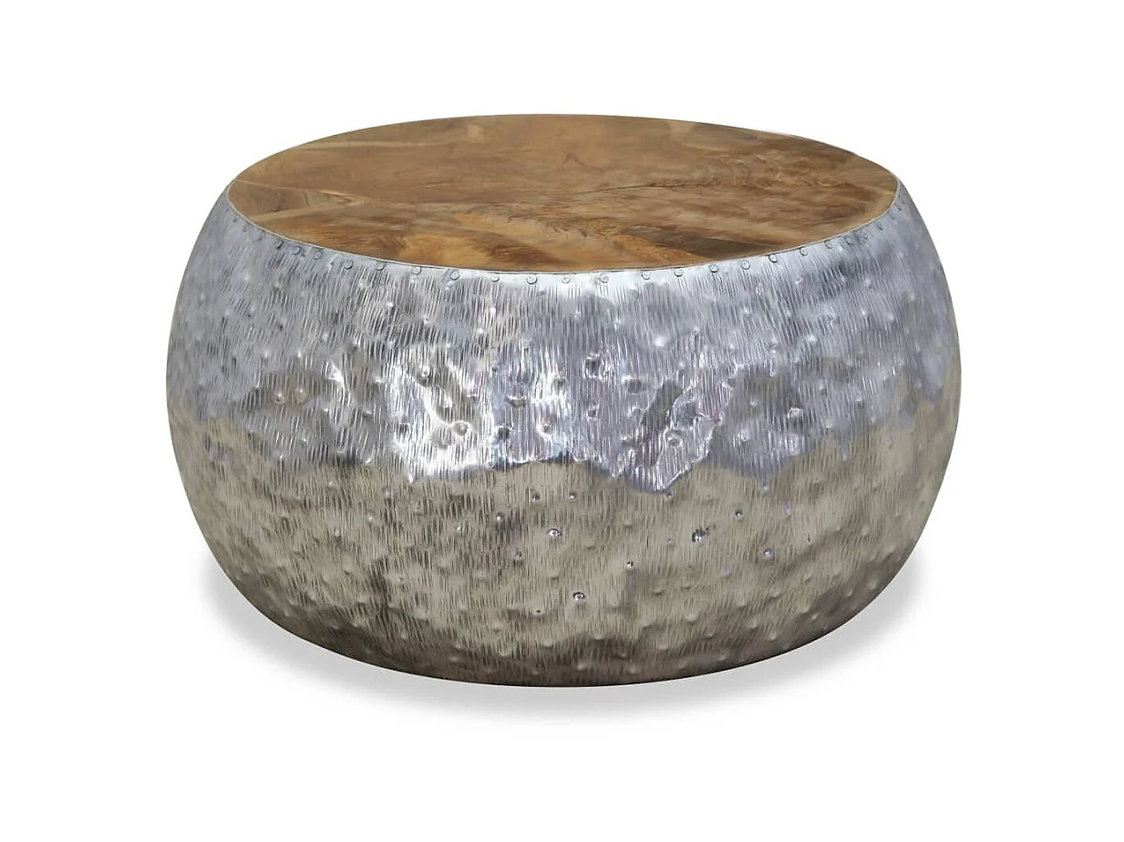 Table basse Aluminium Teck 60 x 60 x 30 cm OFR14920 BonneVie Meuble