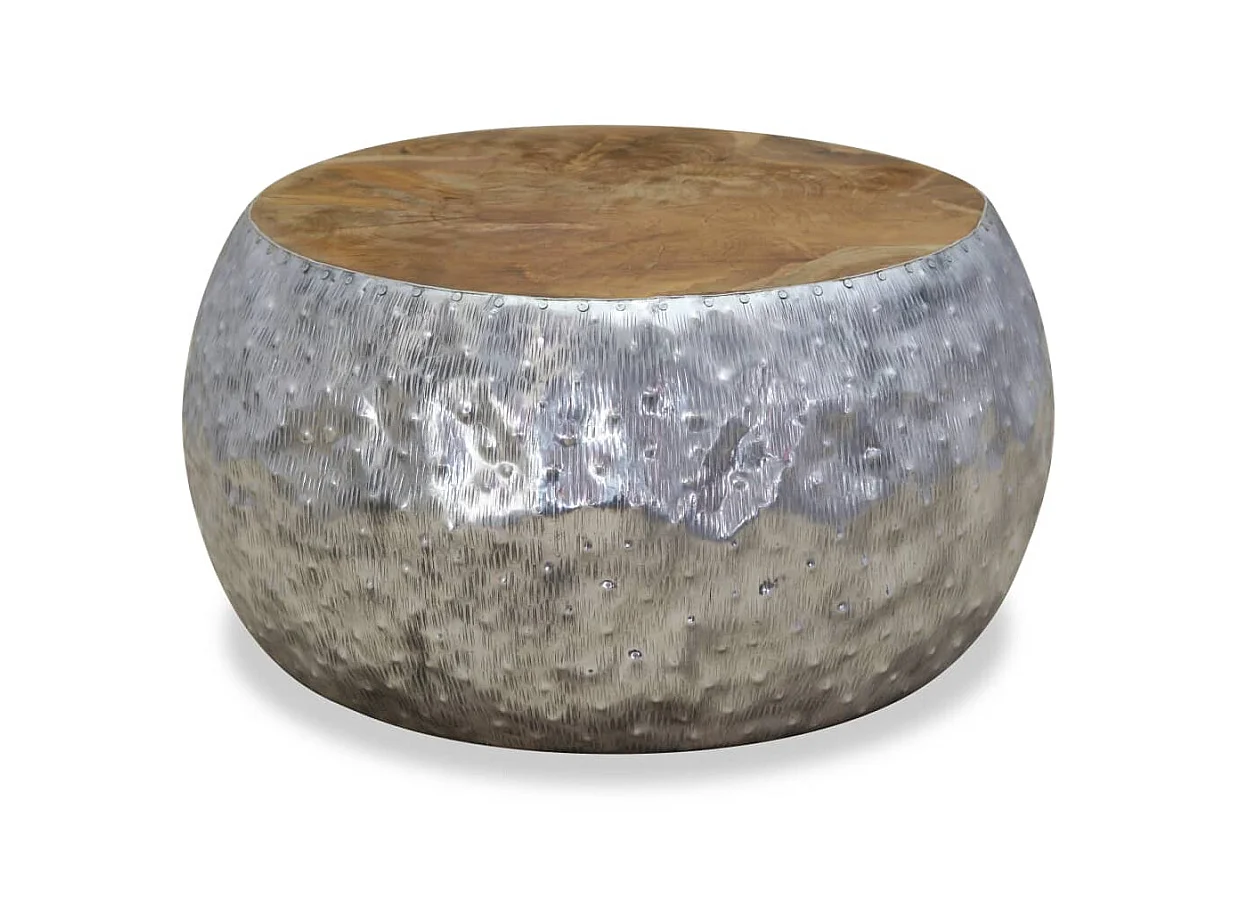 Table basse Aluminium Teck 60 x 60 x 30 cm OFR14920 BonneVie Meuble