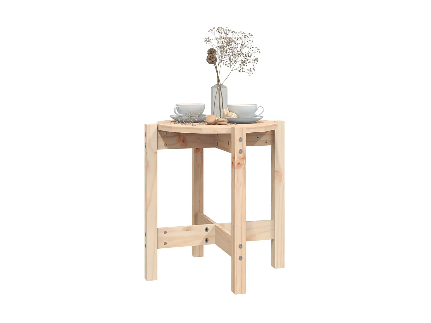 Table basse Ø 42,5x45 cm Bois massif de pin OFR29138 BonneVie Meuble