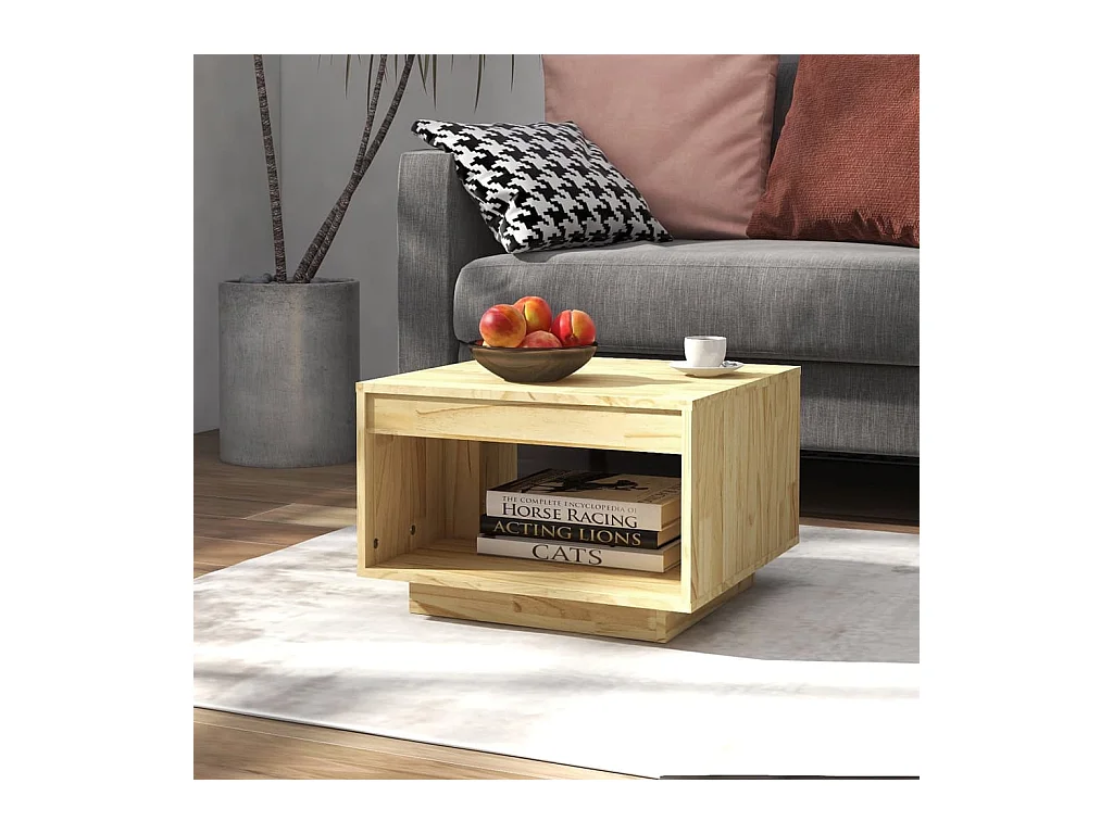Table basse 50x50x33,5 cm bois de pin massif OFR92529 BonneVie Meuble