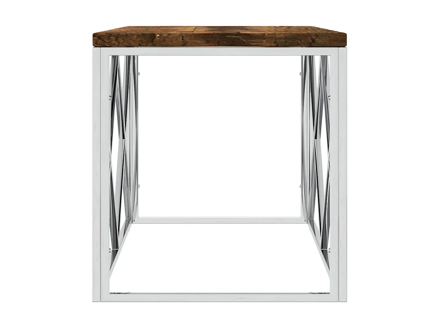 Table basse acier inoxydable et bois massif de récupération OFR81948 BonneVie Meuble