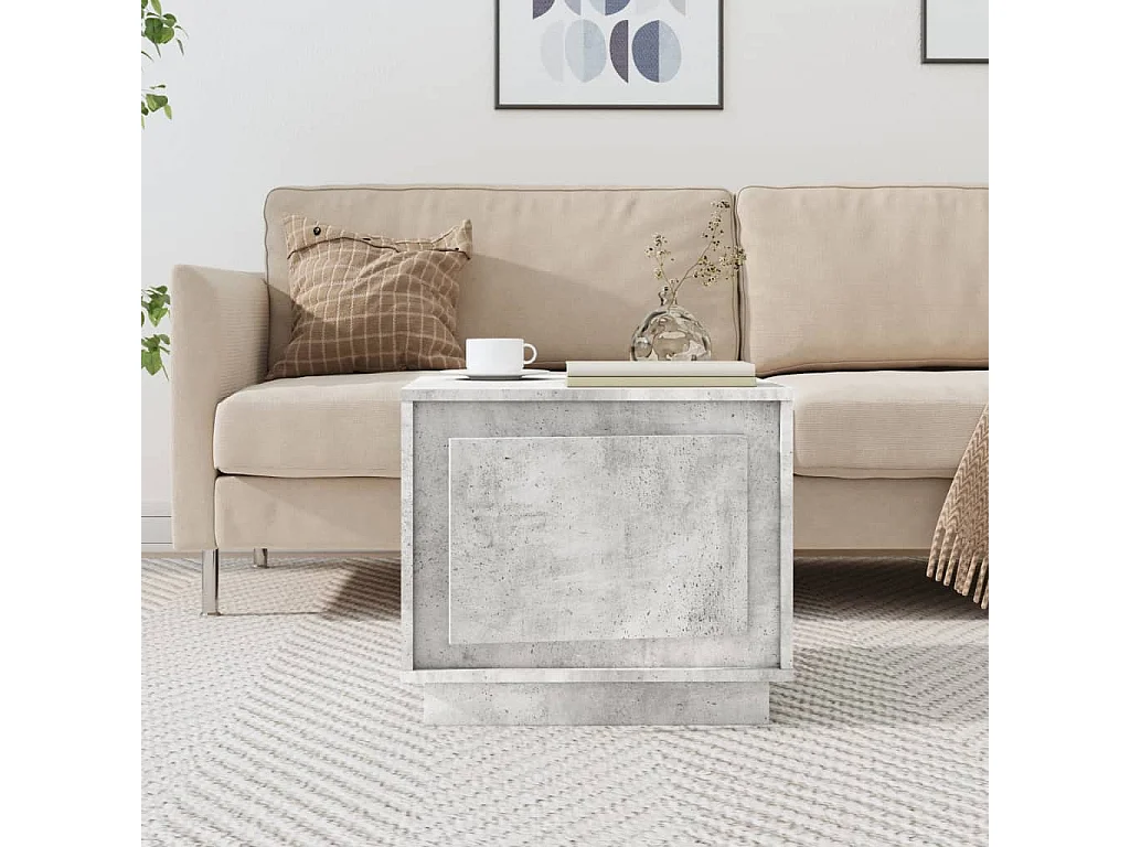 Table basse gris béton 51x50x44 cm bois d'ingénierie OFR72664 BonneVie Meuble