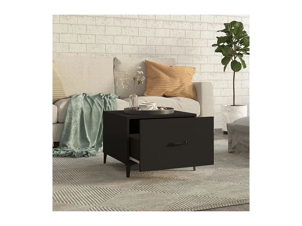 Mesa de centro con patas de metal 2 unidades negro 50x50x40 cm ES84648