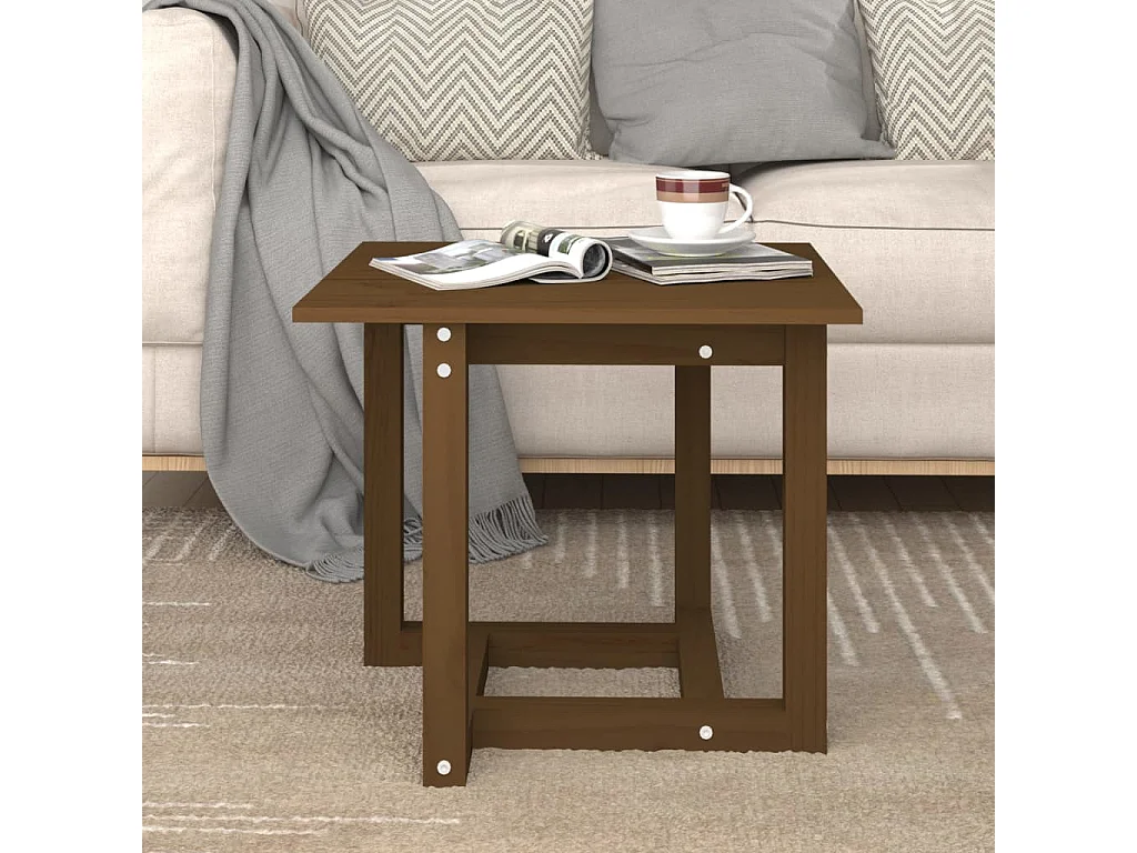 Table basse Marron miel 50x50x45 cm Bois massif de pin OFR65865 BonneVie Meuble