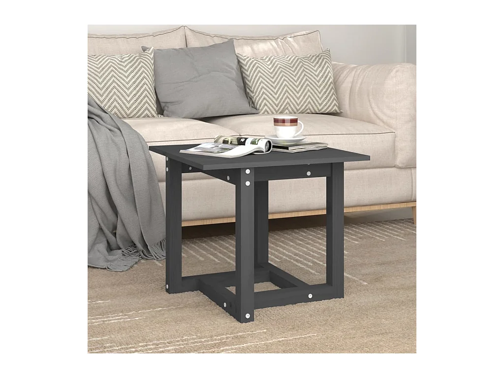Mesa de centro de madera maciza de pino gris 50x50x45 cm ES68607