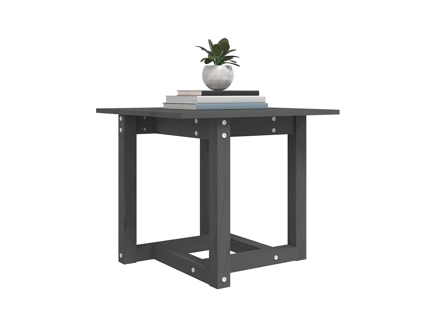 Mesa de centro de madera maciza de pino gris 50x50x45 cm ES68607