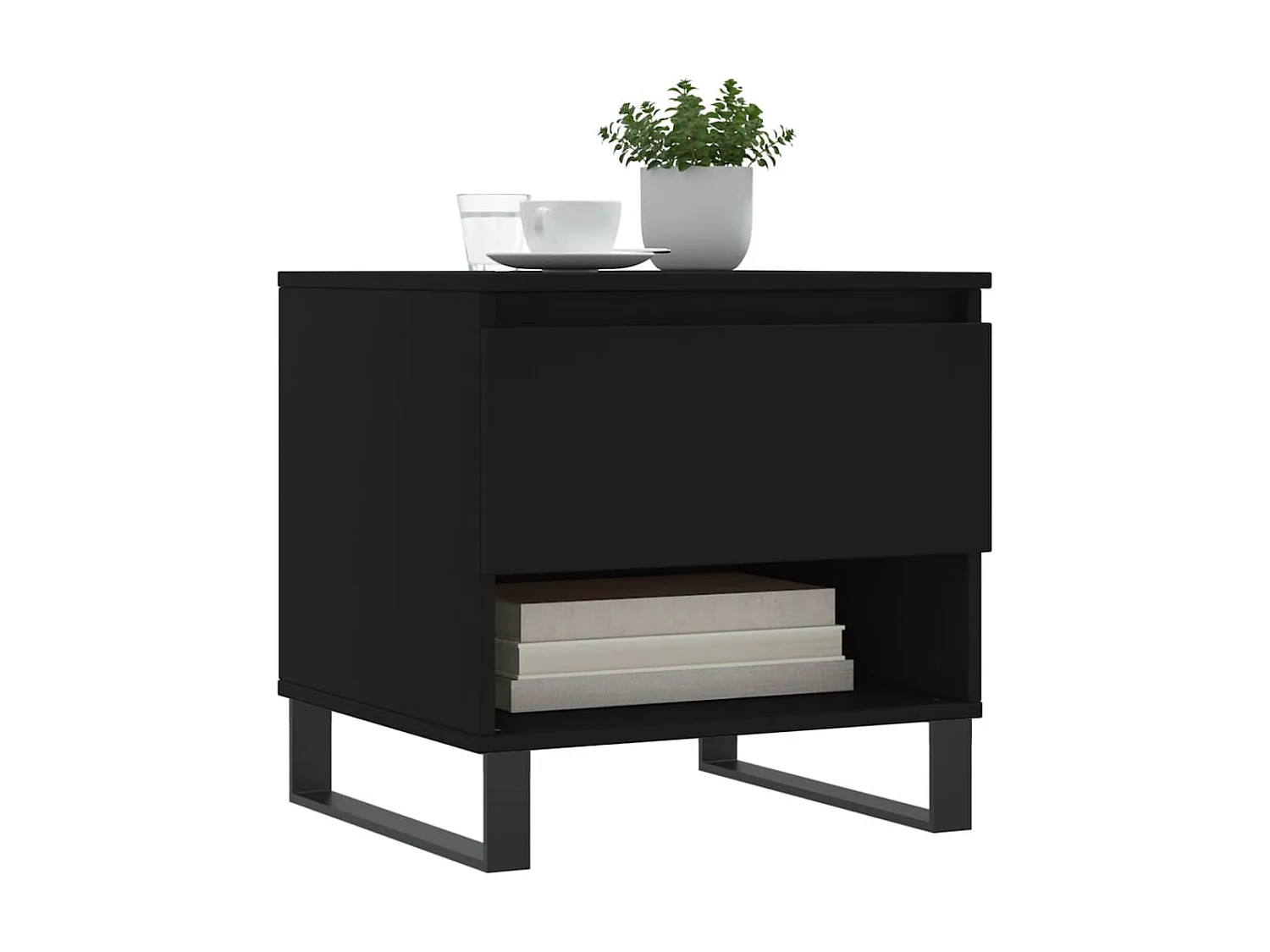 Tables basses 2 pcs noir 50x46x50 cm bois d'ingénierie OFR68289 BonneVie Meuble