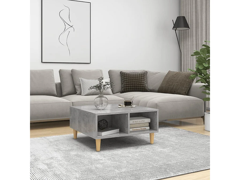 Salontafel 60x60x30 cm bewerkt hout betongrijs NL211594