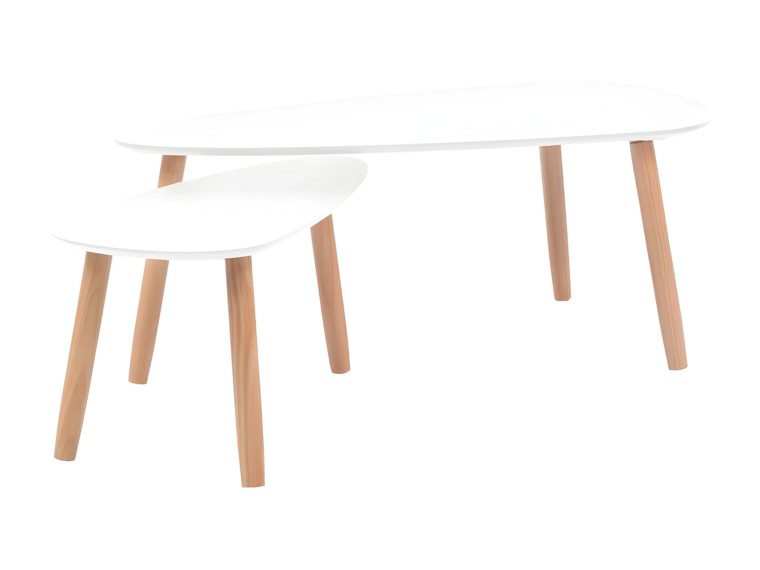 Conjunto mesas de centro 2 pcs pinho maciço branco PT894476