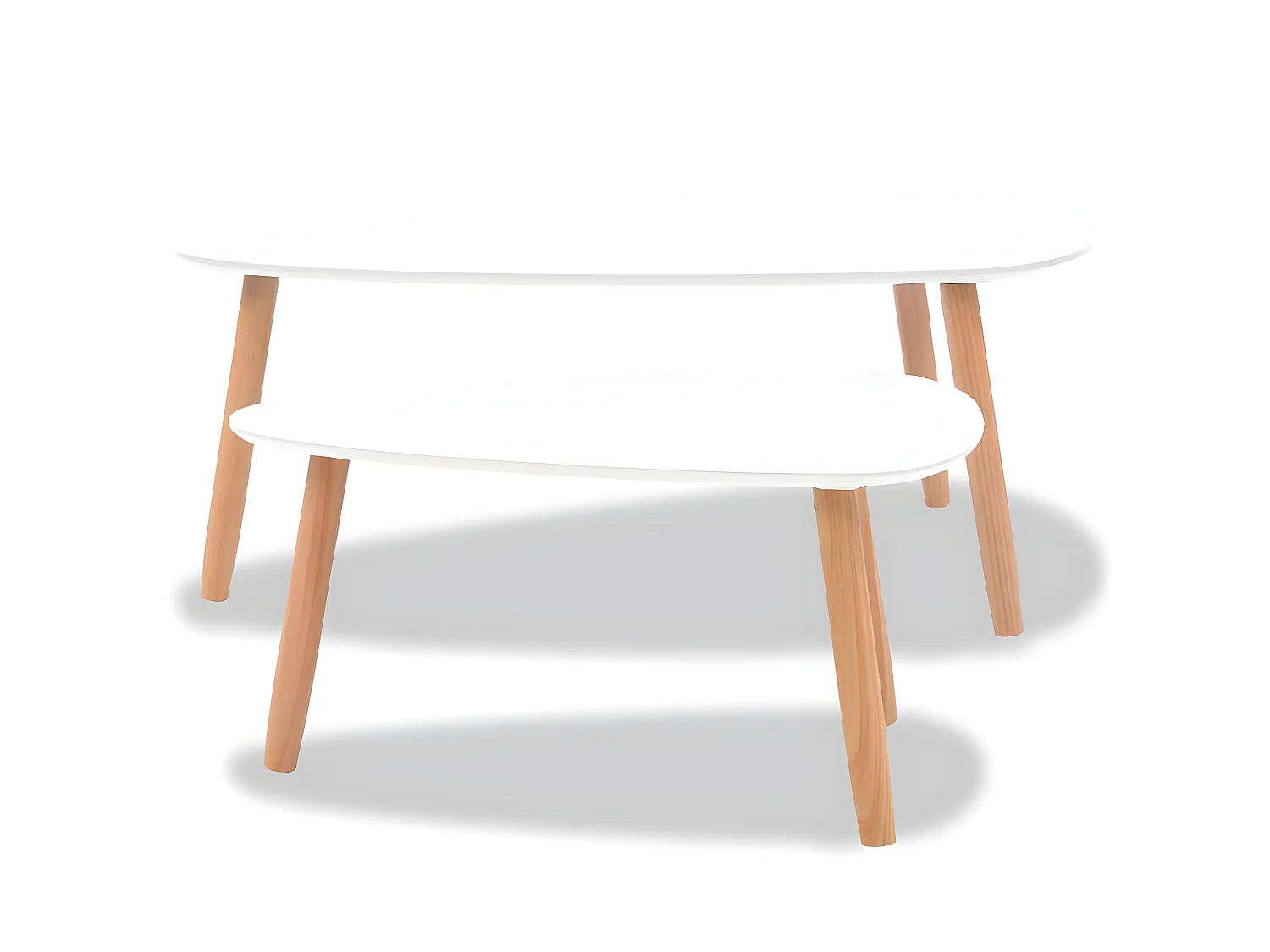 Conjunto mesas de centro 2 pcs pinho maciço branco PT894476