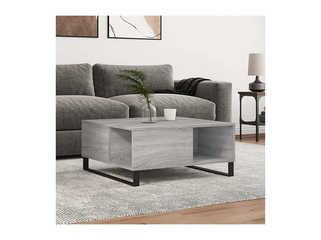 Table basse sonoma gris 80x80x36,5 cm bois d'ingénierie OFR33361 BonneVie Meuble