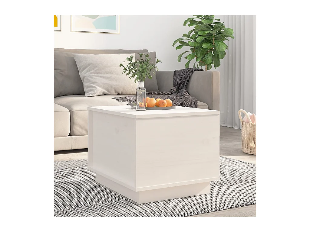 Table basse relevable Blanc 40x50x35 cm Bois massif de pin OFR31186 BonneVie Meuble