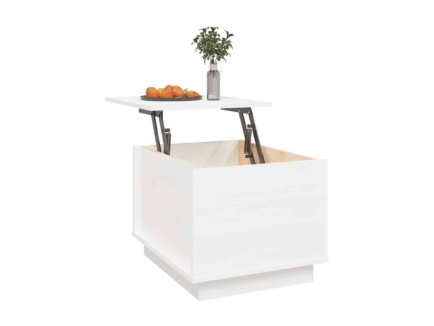 Table basse relevable Blanc 40x50x35 cm Bois massif de pin OFR31186 BonneVie Meuble