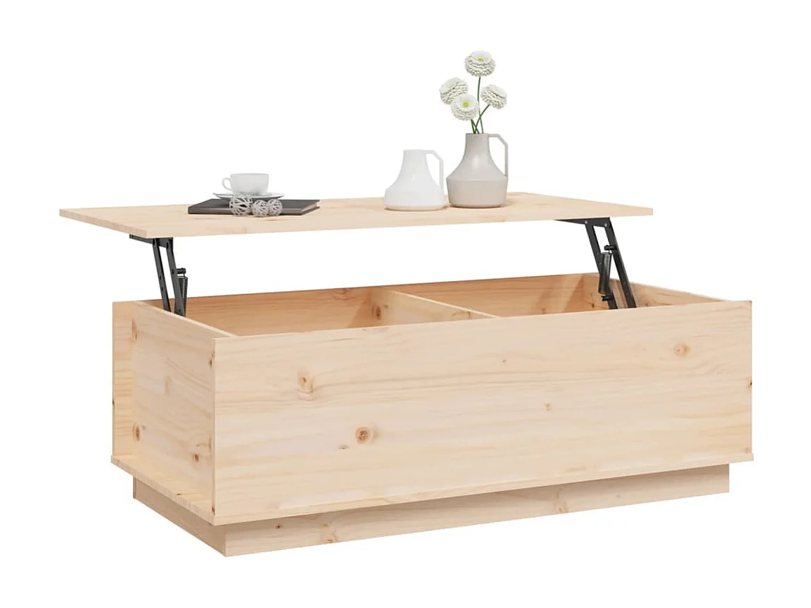 Table basse relevable 100x50x35 cm Bois massif de pin OFR59848 BonneVie Meuble