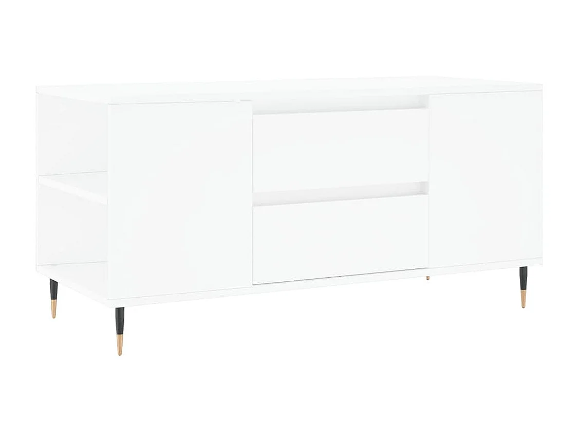 Table basse blanc 102x44,5x50 cm bois d'ingénierie OFR92464 BonneVie Meuble