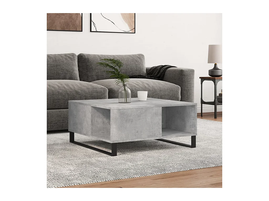Table basse gris béton 80x80x36,5 cm bois d'ingénierie OFR37156 BonneVie Meuble