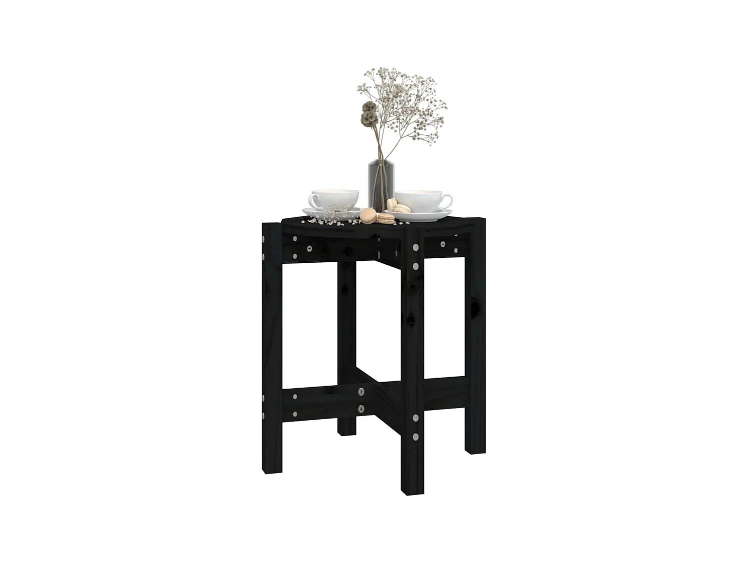 Mesa de centro de madera maciza de pino negro Ø42,5x45 cm ES97446