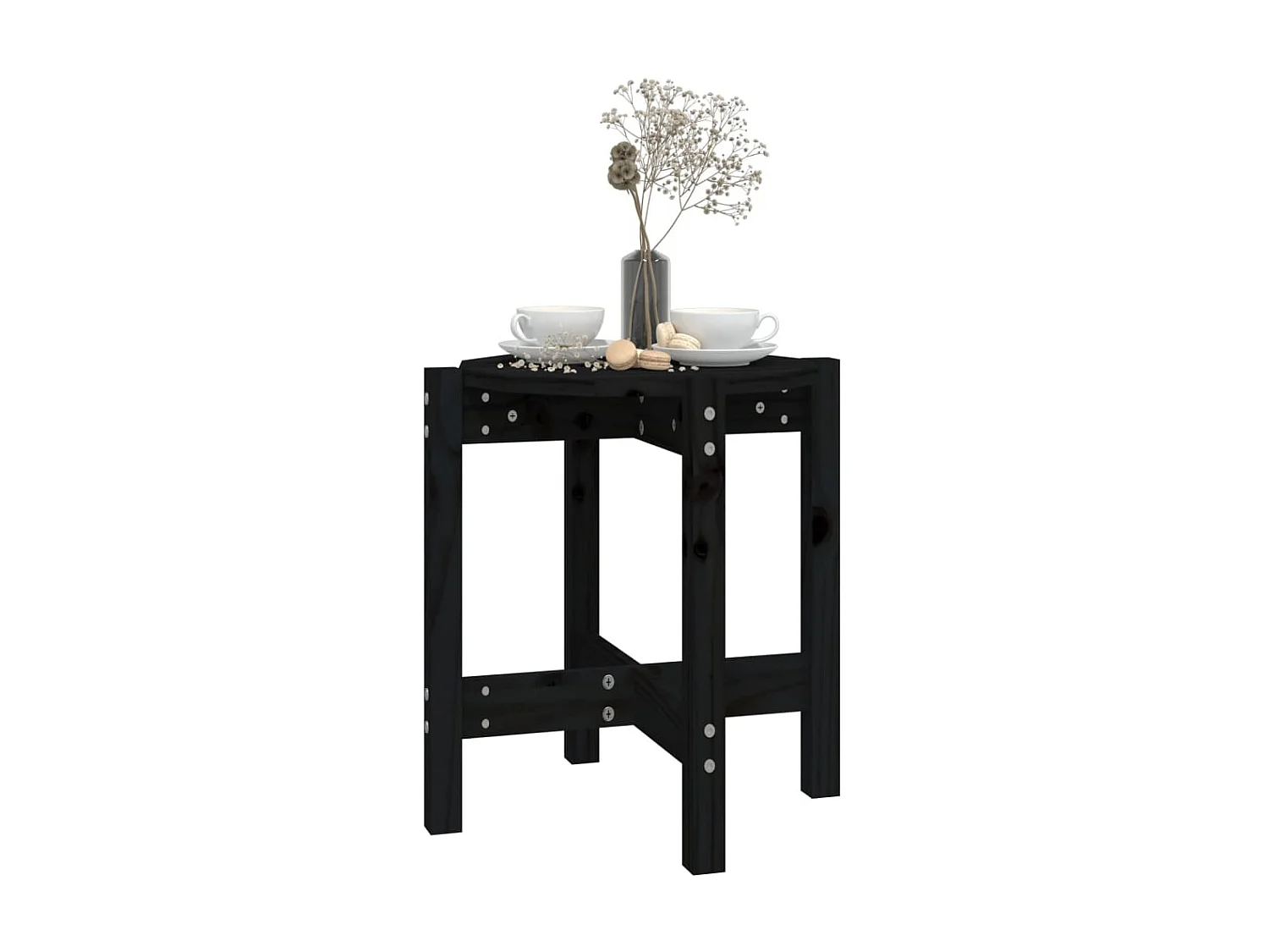 Mesa de centro Ø 42,5x45 cm madeira de pinho maciça preto PT349351