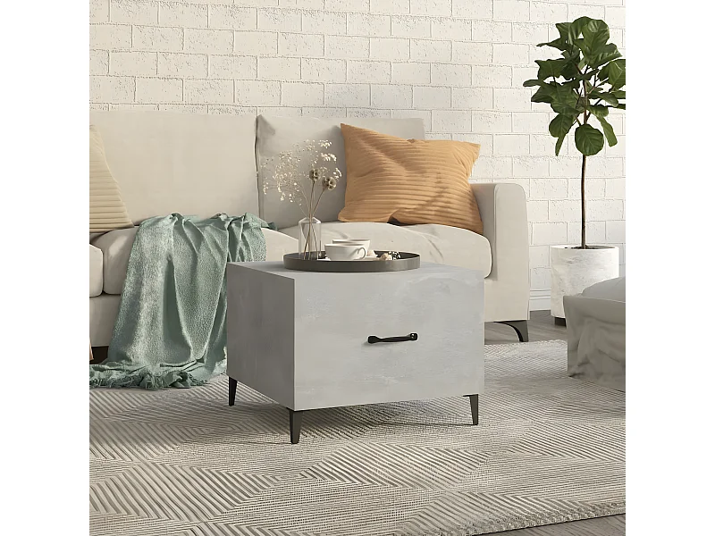 Mesa de centro com pernas de metal 50x50x40 cm cinzento-cimento PT694565