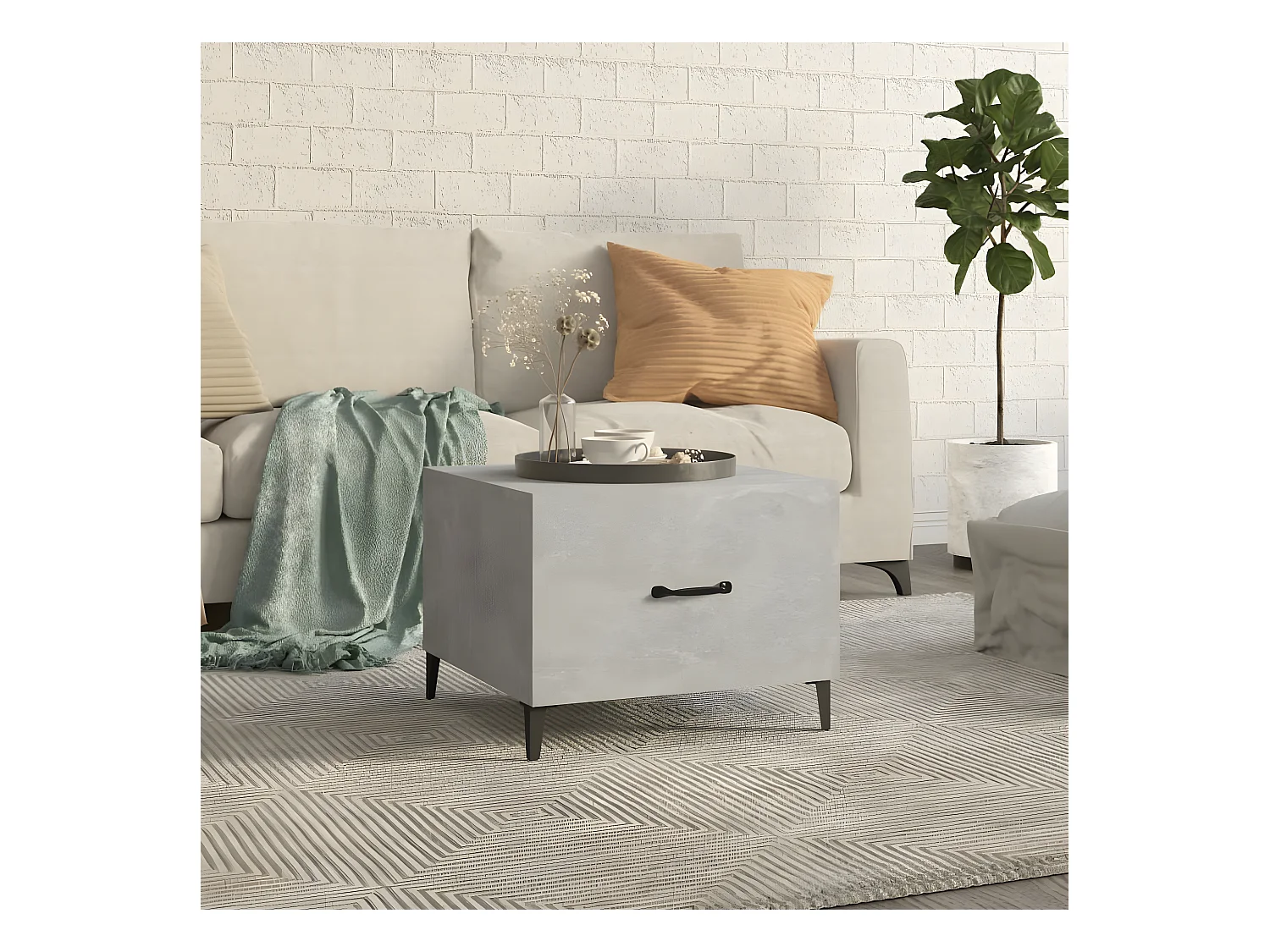Table basse avec pieds en métal Gris béton 50x50x40 cm OFR10801 BonneVie Meuble