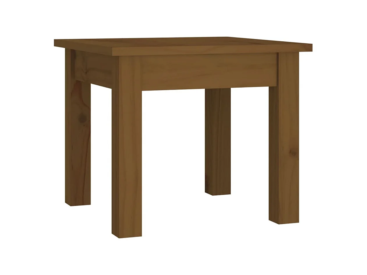 Mesa de centro madera maciza de pino marrón miel 35x35x30 cm ES17507