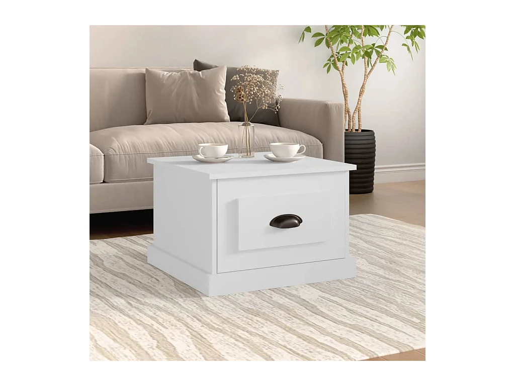 Table basse blanc 50x50x35 cm bois d'ingénierie OFR75863 BonneVie Meuble