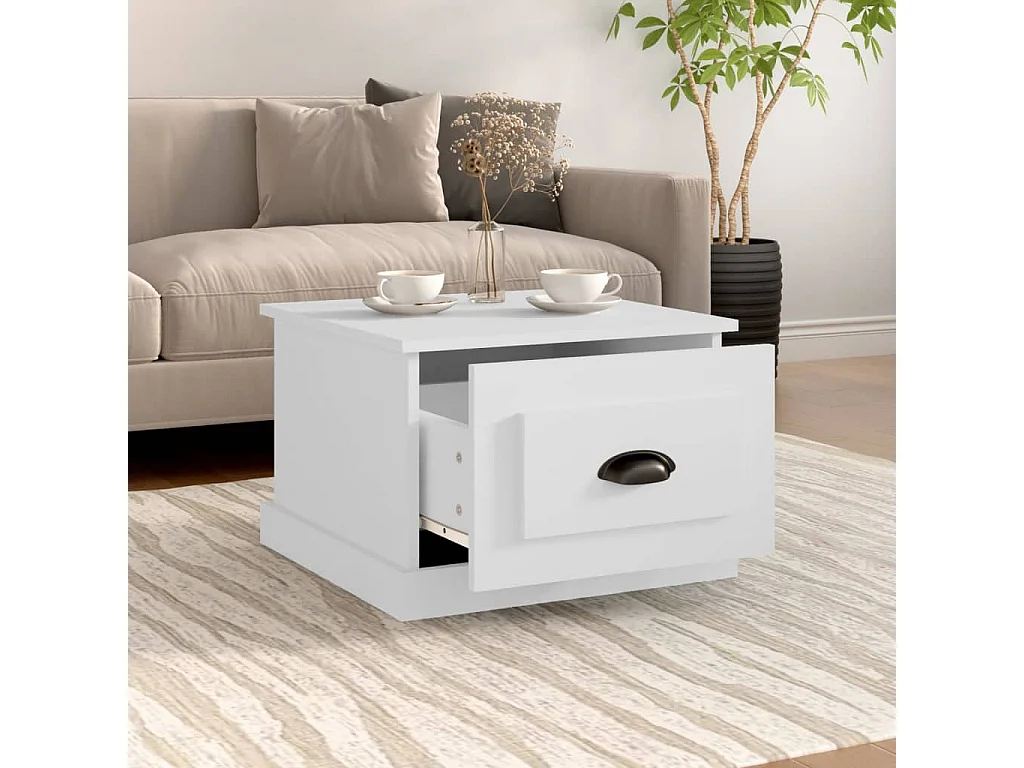 Table basse blanc 50x50x35 cm bois d'ingénierie OFR75863 BonneVie Meuble