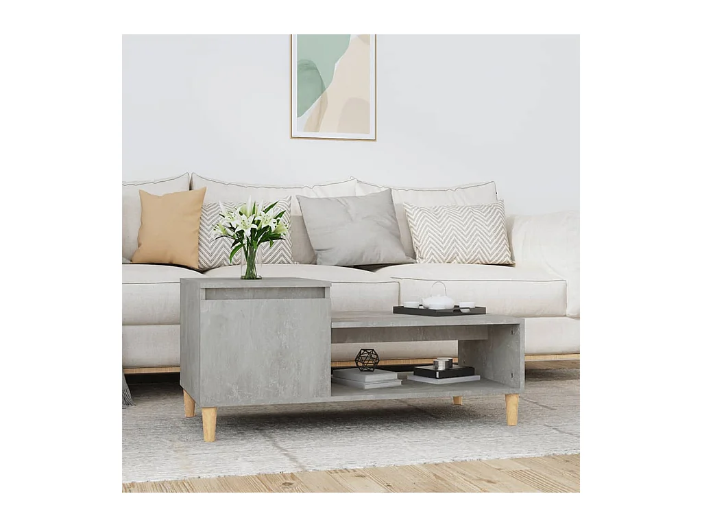 Table basse Gris béton 100x50x45 cm Bois d'ingénierie OFR99672 BonneVie Meuble