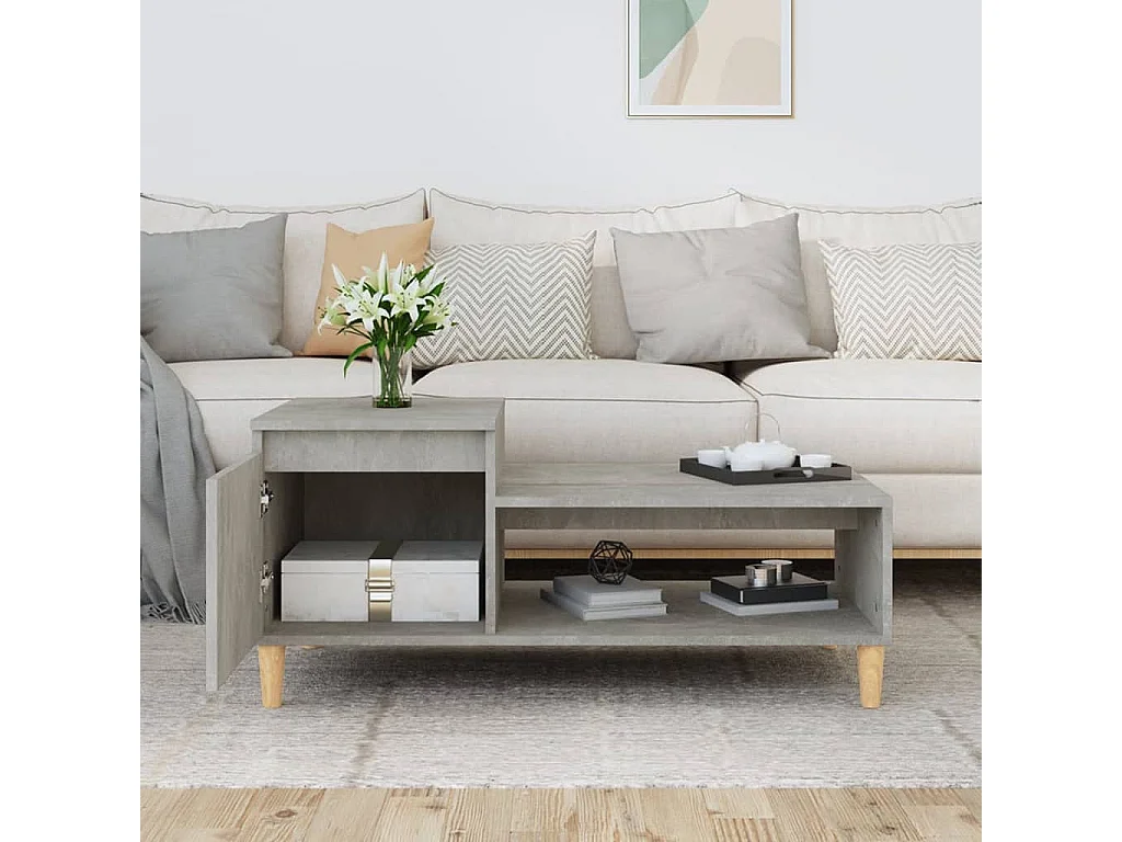 Table basse Gris béton 100x50x45 cm Bois d'ingénierie OFR99672 BonneVie Meuble
