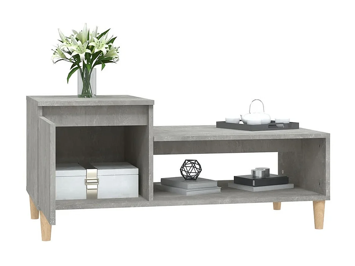 Table basse Gris béton 100x50x45 cm Bois d'ingénierie OFR99672 BonneVie Meuble