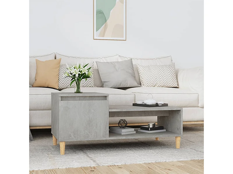 Table basse Gris béton 100x50x45 cm Bois d'ingénierie OFR99672 BonneVie Meuble