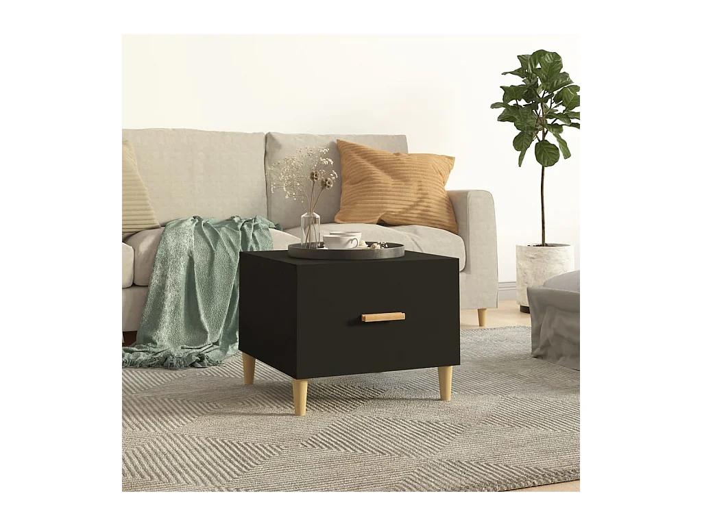 Table basse Noir 50x50x40 cm Bois d'ingénierie OFR91854 BonneVie Meuble