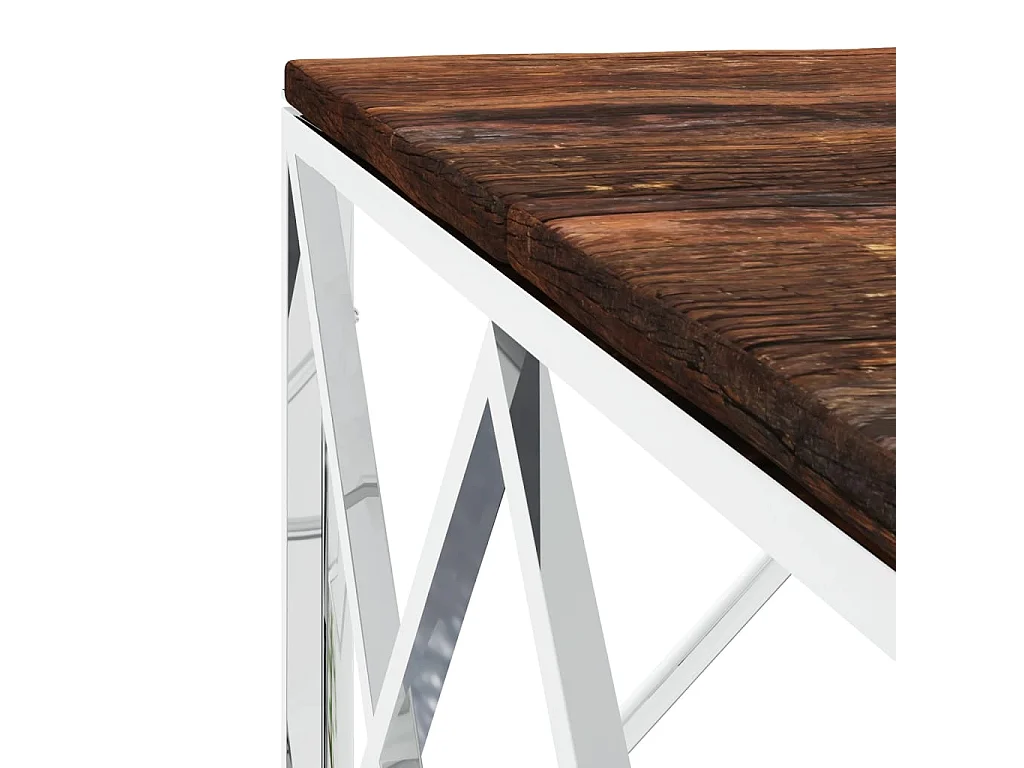 Salontafel roestvrij staal en massief hergebruikt hout NL531061