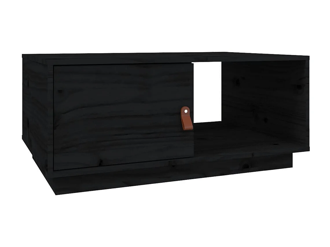 Table basse Noir 80x50x35,5 cm Bois massif de pin OFR83579 BonneVie Meuble