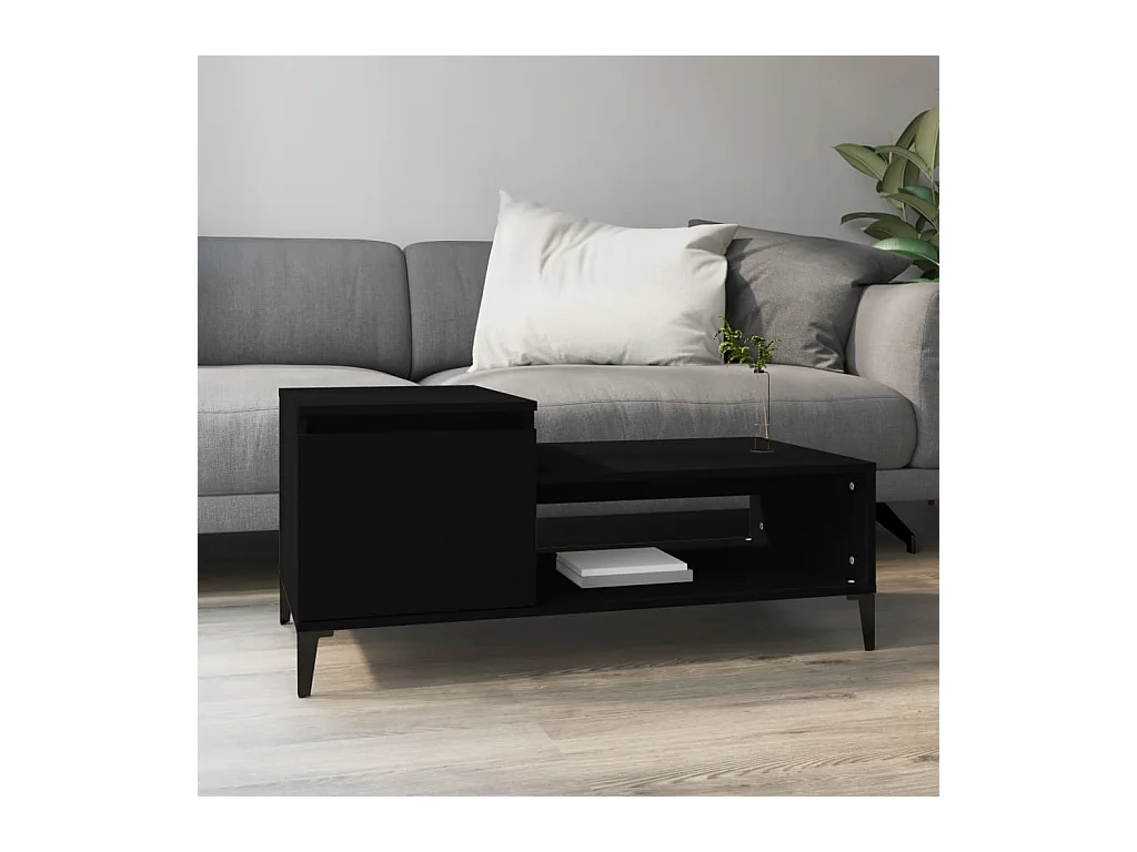 Table basse Noir 100x50x45 cm Bois d'ingénierie OFR97922 BonneVie Meuble