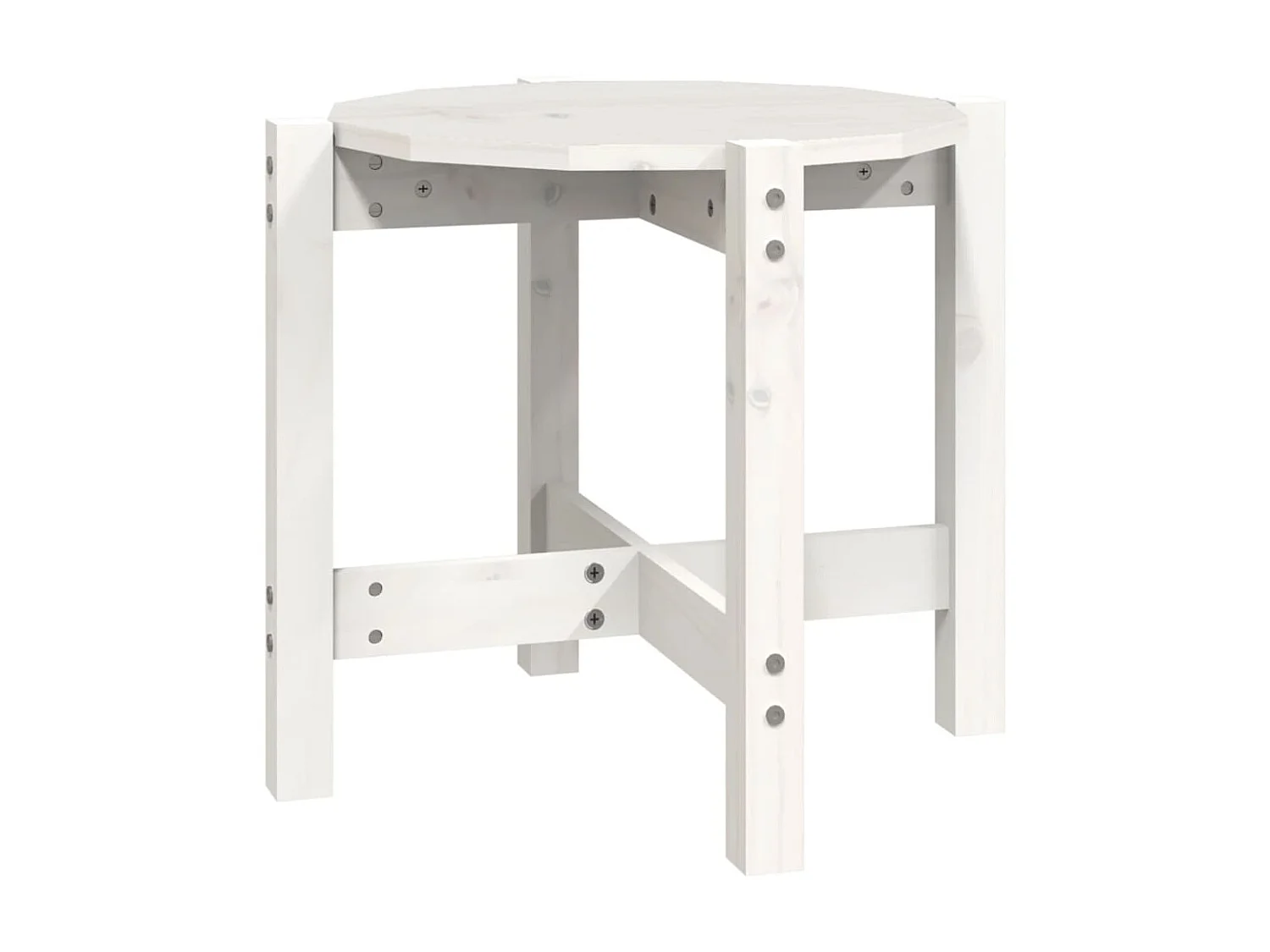 Table basse Blanc Ø 52,5x45 cm Bois massif de pin OFR99762 BonneVie Meuble
