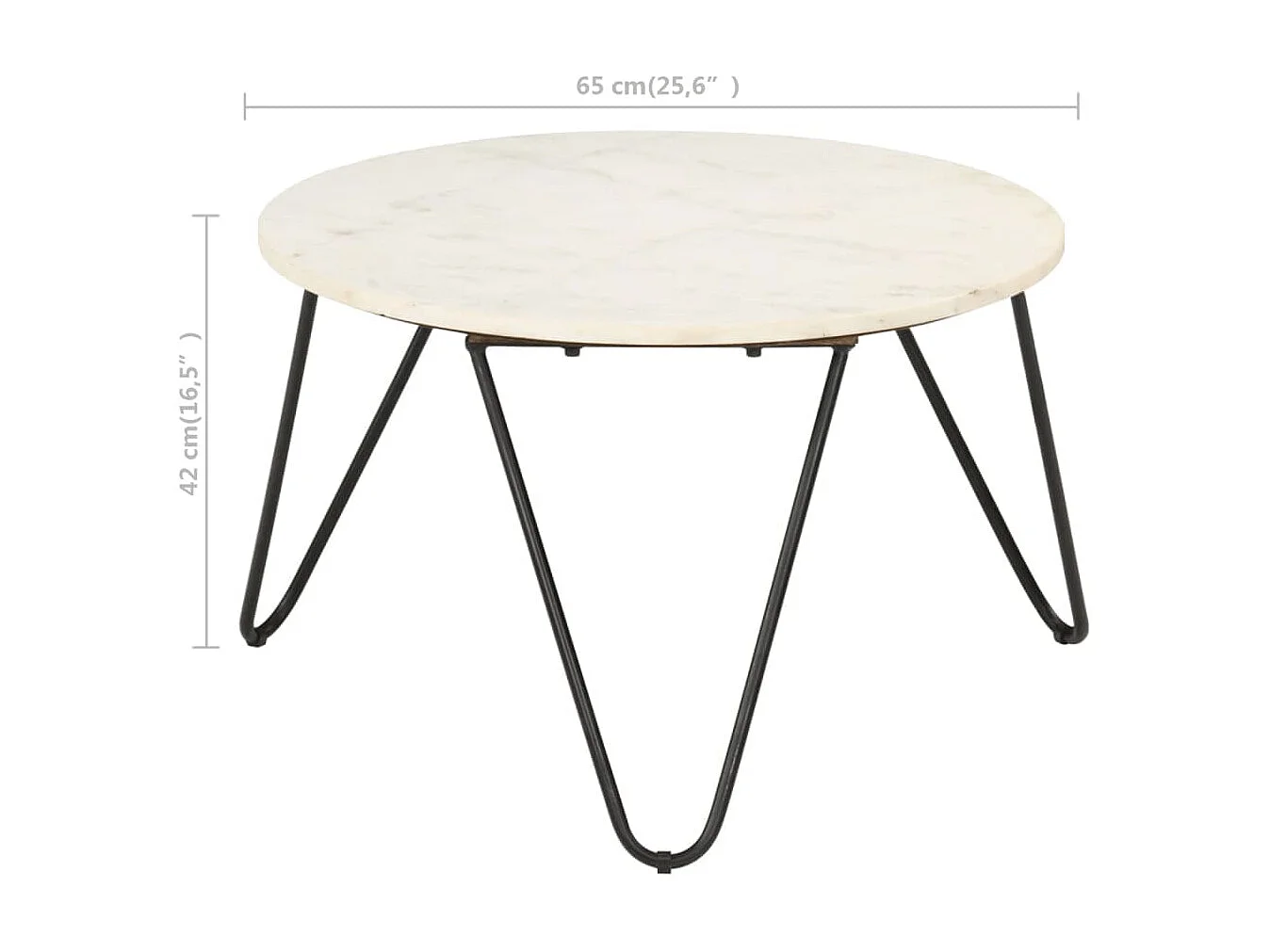 Mesa de centro piedra real textura de mármol blanco 65x65x42 cm ES85780