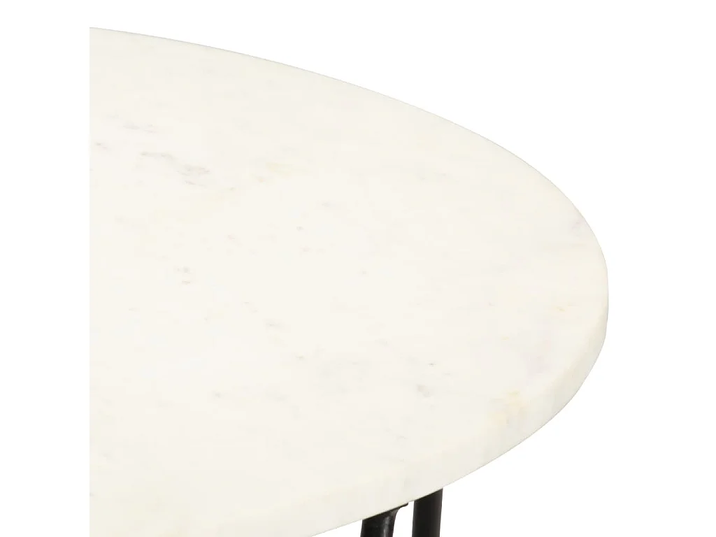 Table basse Blanc 65x65x42 cm Pierre véritable texture marbre OFR46453 BonneVie Meuble