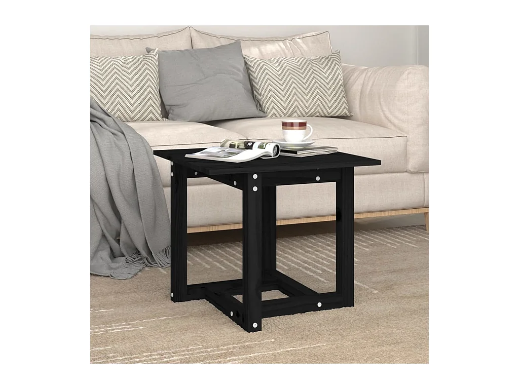 Mesa de centro de madera maciza de pino negro 50x50x45 cm ES40531