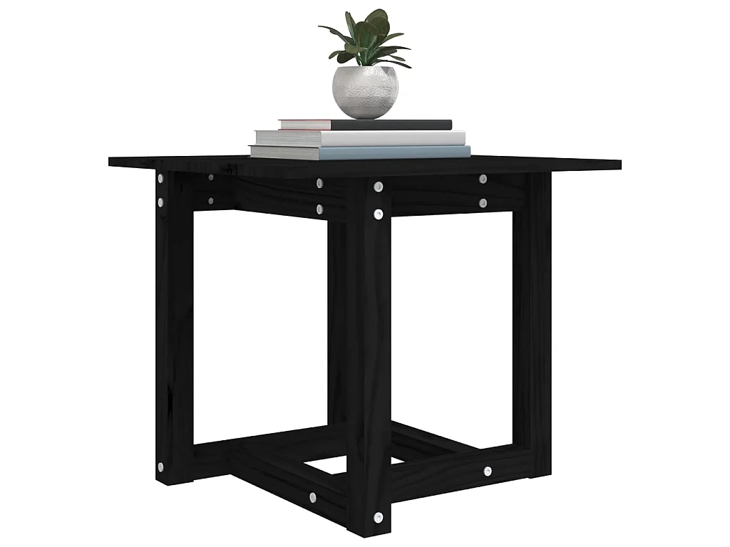 Table basse Noir 50x50x45 cm Bois massif de pin OFR52404 BonneVie Meuble