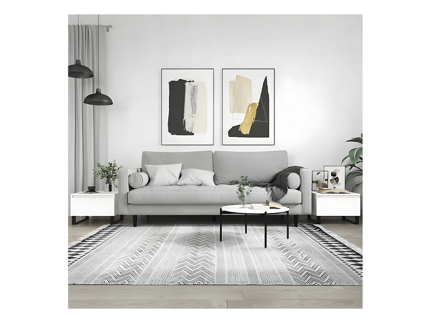 Tables basses 2 pcs blanc 50x46x35 cm bois d'ingénierie OFR21806 BonneVie Meuble